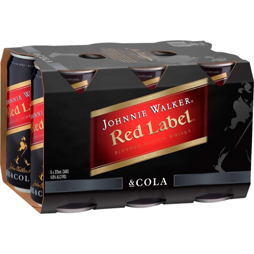 Johnnie Walker Red Label & Cola Cans 375mL pack sell ( 10cans per pack)